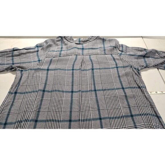 CJ Banks Women's 2X Green Plaid Long Sleeve Raylon Snap Button Pullover Shirt - Picture 7 of 8